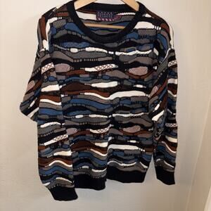 VTG Coogi Style 3D Knit Biggie Smalls Sweater Textured Knit Sz M Bill Cosby USA